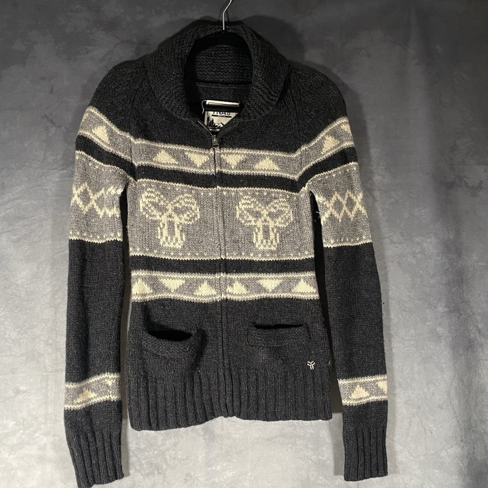 TNA Sea to Sky Lambswool Zip Up Knit Cardigan Sweater Women's Size M